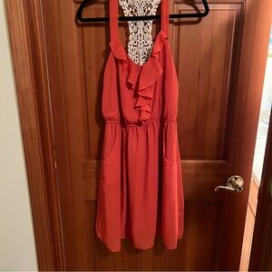 Maurice’s Orange Fit & Flare Dress with Lace Back and Pockets